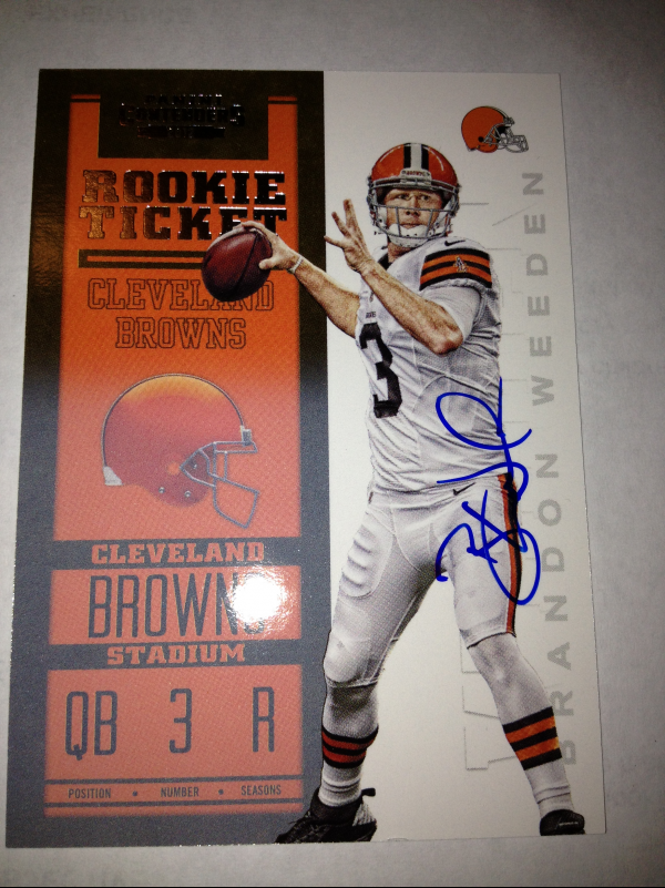 2012 Panini Contenders #206A Brandon Weeden AU/550* RC/(ball cocked to throw)
