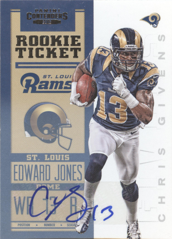 2012 Panini Contenders #227A Chris Givens AU RC/(charging forward)
