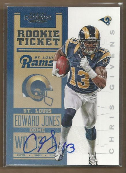 2012 Panini Contenders #227A Chris Givens AU RC/(charging forward)