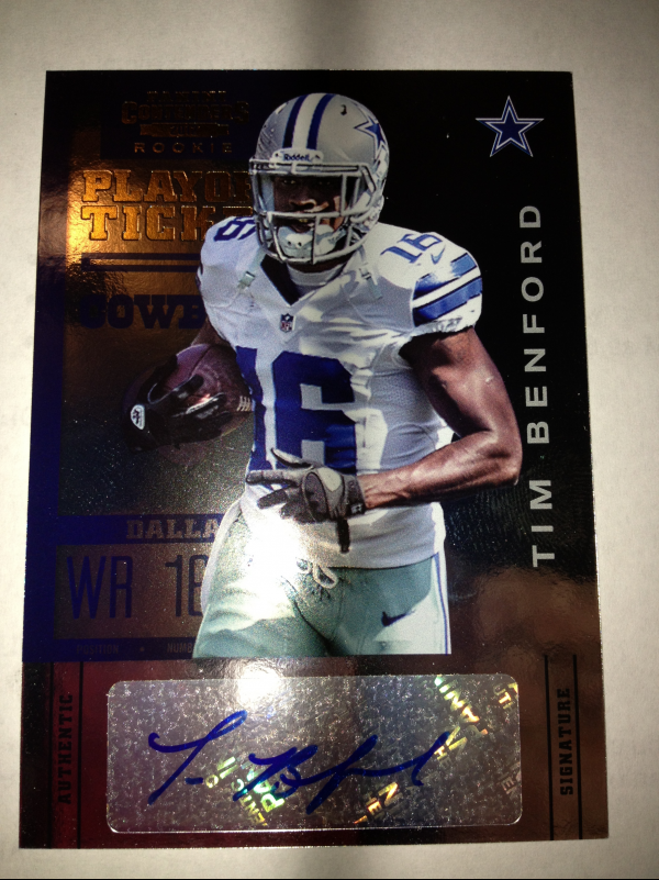 2012 Panini Contenders Playoff Ticket #190 Tim Benford AU