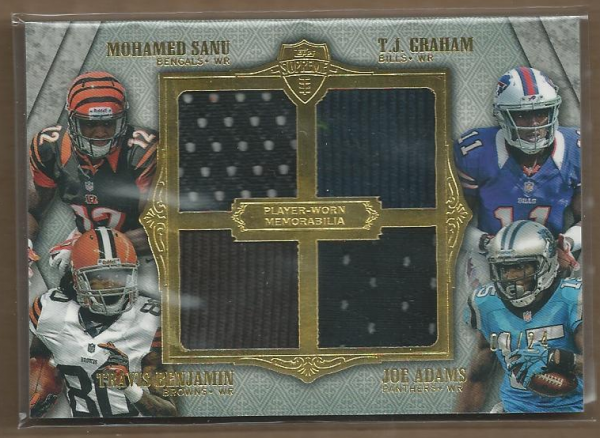 2012 Topps Supreme Rookie Relic Quad Combos #SGBA Mohamed Sanu/T.J. Graham/Travis Benjamin/Joe Adams