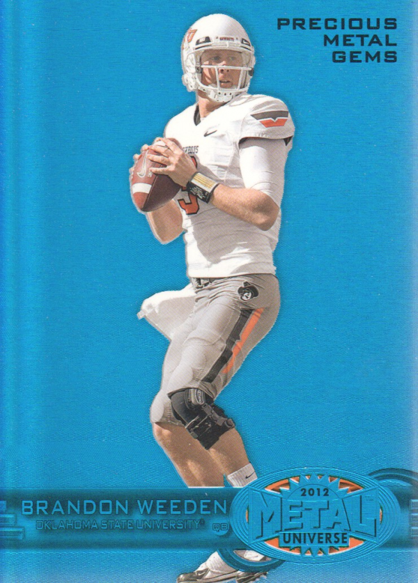 2012 Fleer Retro Metal Precious Metal Gems Blue #M46 Brandon Weeden