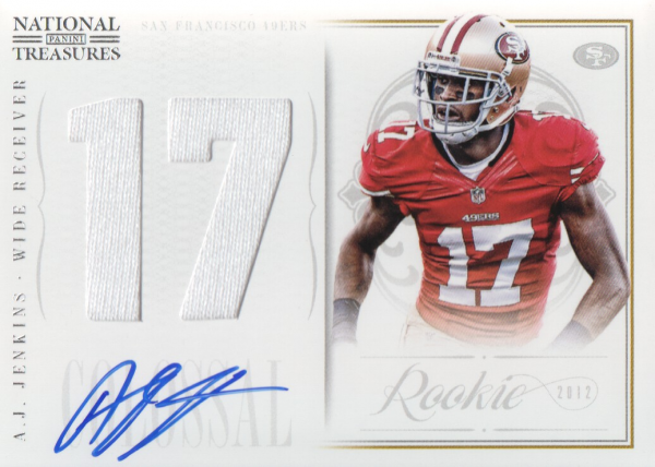 2012 Panini National Treasures Rookie Colossal Jersey Number Signatures #13 A.J. Jenkins