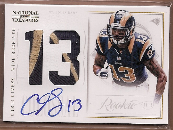 2012 Panini National Treasures Rookie Colossal Jersey Number Prime Signatures #3 Chris Givens