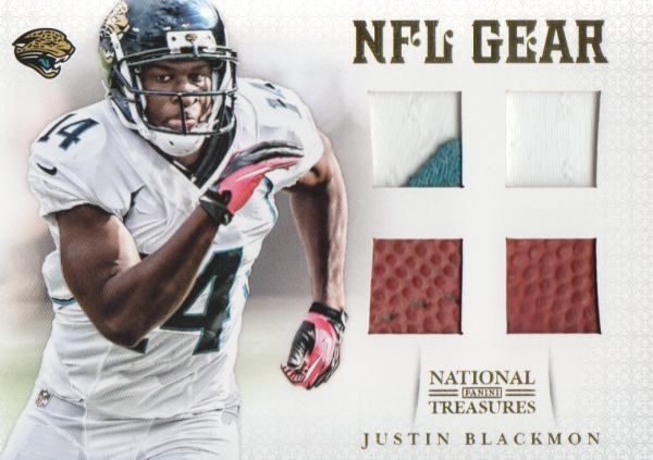 2012 Panini National Treasures NFL Gear Quad Prime #12 Justin Blackmon