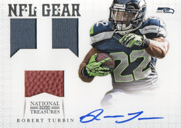2012 Panini National Treasures NFL Gear Triple Signatures #35 Robert Turbin
