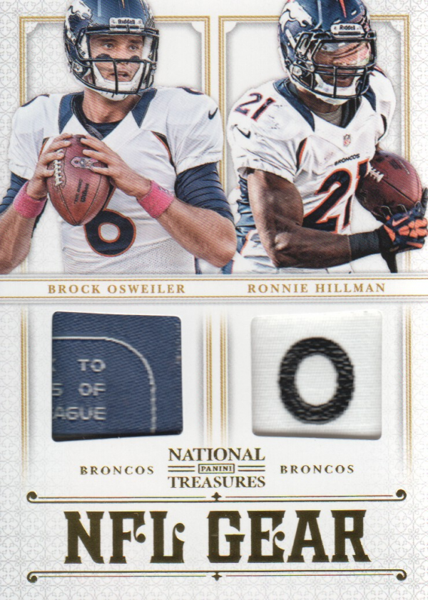 2012 Panini National Treasures NFL Gear Dual Player Materials Prime #5 Brock Osweiler/Ronnie Hillman