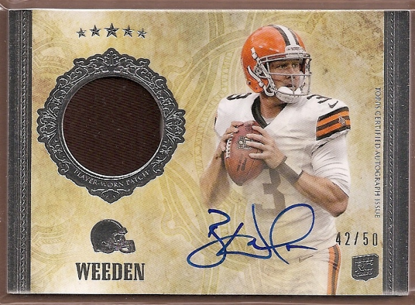 2012 Topps Five Star #152 Brandon Weeden JSY AU/50 RC