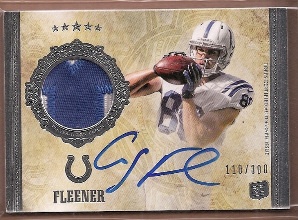 2012 Topps Five Star #177 Coby Fleener JSY AU/300 RC