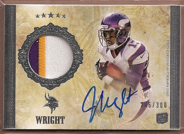 2012 Topps Five Star #185 Jarius Wright JSY AU/300 RC