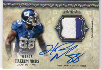 2012 Topps Five Star Veteran Autographed Patch #FSSPHN Hakeem Nicks
