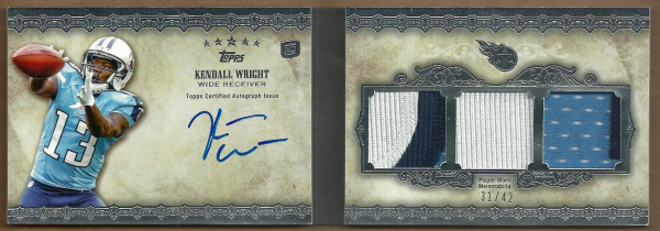 2012 Topps Five Star Rookie Autographed Triple Jersey #FSFA3KW Kendall Wright