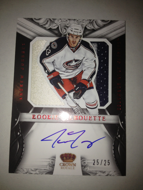 2012-13 Crown Royale Rookie Silhouette Patch Autographs #64 Andrew Joudrey