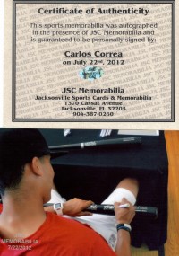 Carlos Correa Signed Black BAT Autograph AUTO w/COA Houston Astros back image
