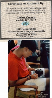 Carlos Correa Signed Mini Helmet Houston Astros w/COA Autograph AUTO back image