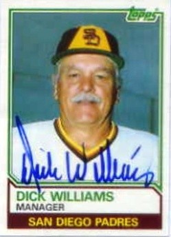 1983 Topps #366 Richard Dick Williams HAND AUTOGRAPHED