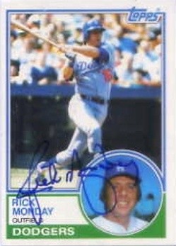 1983 Topps #63 Rick Monday HAND AUTOGRAPHED