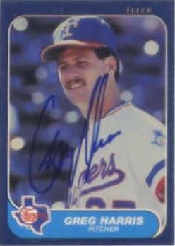 1986 Fleer #561 Greg Harris HAND AUTOGRAPHED