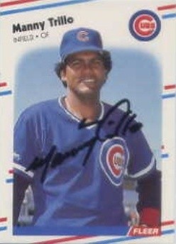 1988 Fleer #436 Manny Trillo HAND AUTOGRAPHED