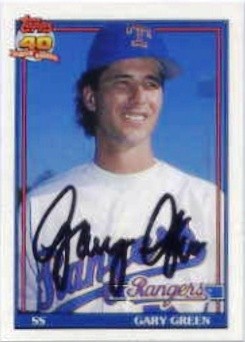 1991 Topps #184 Gary Green HAND AUTOGRAPHED