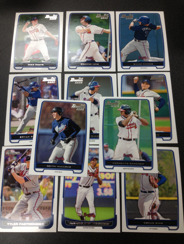 2012 Bowman Draft Atlanta Braves Team Set 11 Cards