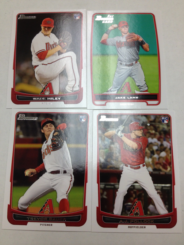 2012 Bowman Draft Arizona Diamondbacks Team Set 4 Cards Wade Miley RC