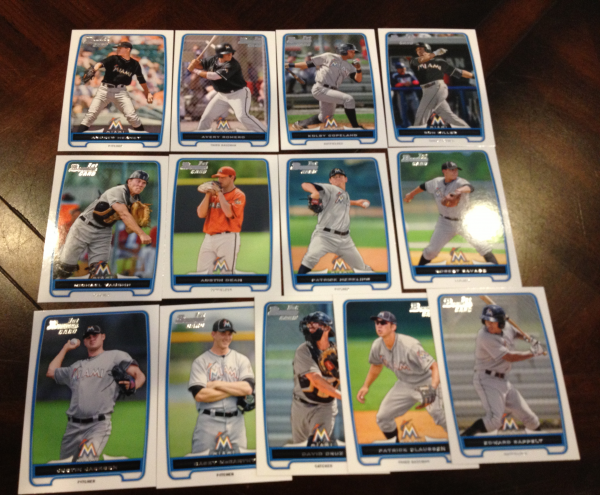 2012 Bowman Draft Miami Marlins Team Set 13 Cards