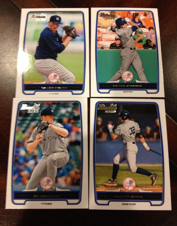 2012 Bowman Draft New York Yankees Team Set 4 Cards