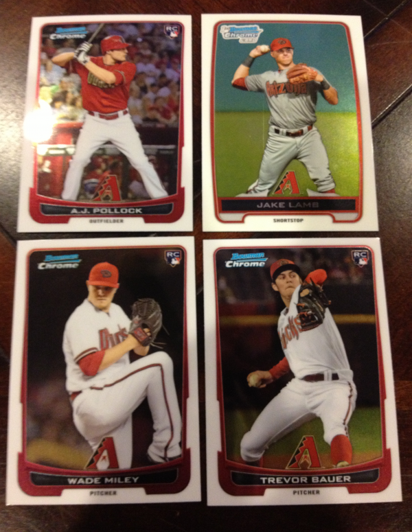 2012 Bowman Chrome Draft Arizona Diamondbacks Team Set 4 Cards Wade Miley RC