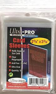 BOX OF 10,000 SLEEVES : 100 PACKS OF ULTRA PRO CARD COLLECTOR SAFE POLY SLEEVES THAT FIT IN TOP LOADERS WITH 100 SLEEVES PER PACK FOR A TOTAL OF 10,000 CRYSTAL CLEAR SLEEVES WITH NO PVC  !!!!!!!!!!!