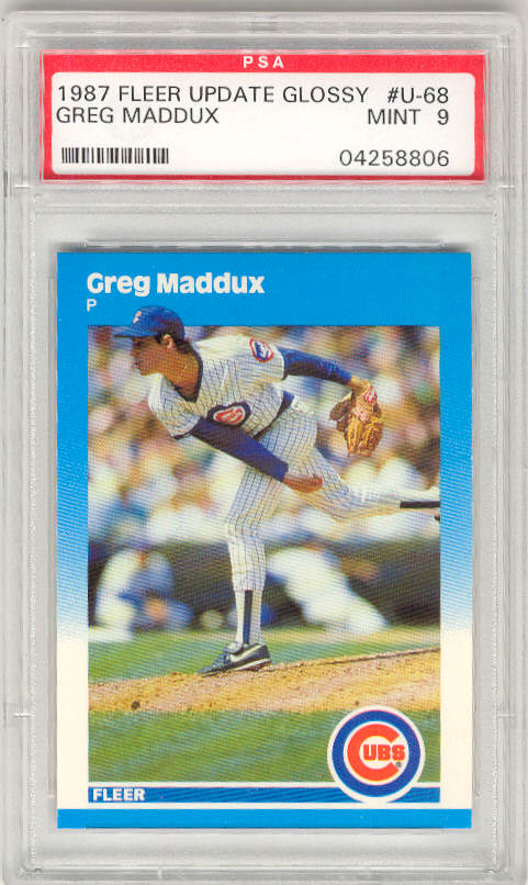1987 Fleer Update Glossy #U-68 GREG MADDUX PSA-9 MINT ROOKIE RC Chicago Cubs