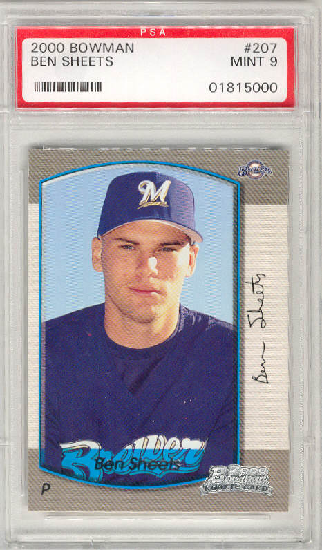 2000 Bowman #207 BEN SHEETS PSA-9 MINT ROOKIE RC Milwaukee Brewers
