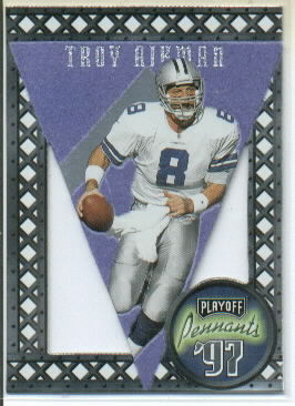 1997 Playoff Contenders Pennants Blue #19 Troy Aikman