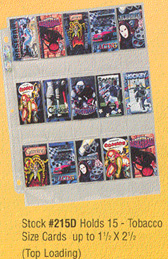 Ultra-Pro #215D  Holds 15 - Tobacco Cards to 1 1/2 x 2 1/2 (100 pages/box)