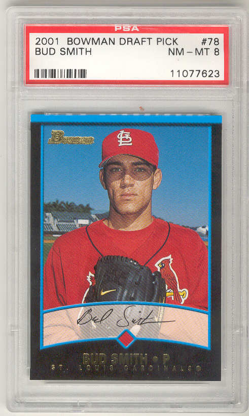 2001 Bowman Draft Picks #BDP78 BUD SMITH PSA-8 NM-MT ROOKIE RC St Louis Cardinals PSA