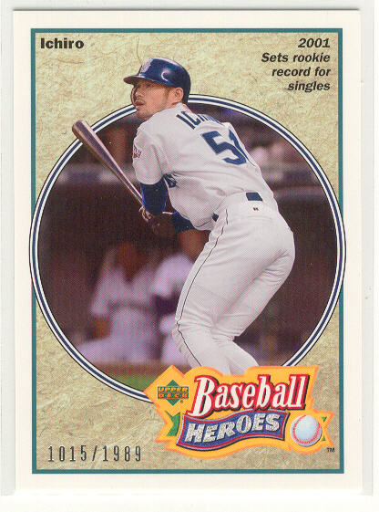2002 UD Authentics Heroes of Baseball #HBI6 Ichiro Suzuki