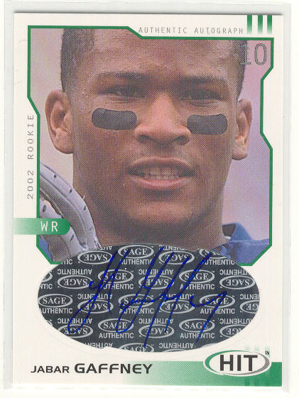 2002 SAGE HIT Autographs Emerald #H10 Jabar Gaffney