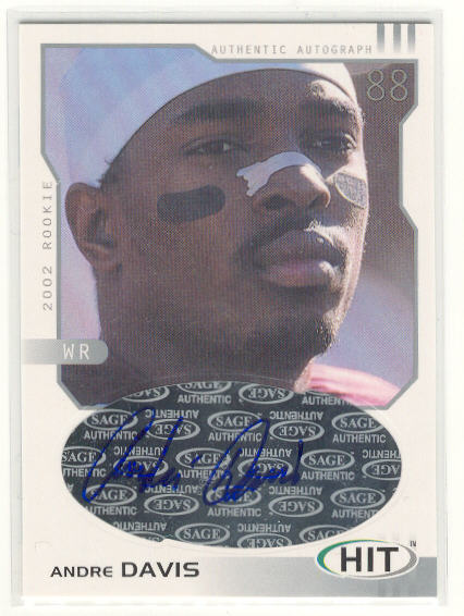 2002 SAGE HIT Autographs Emerald #H44 Andre Davis