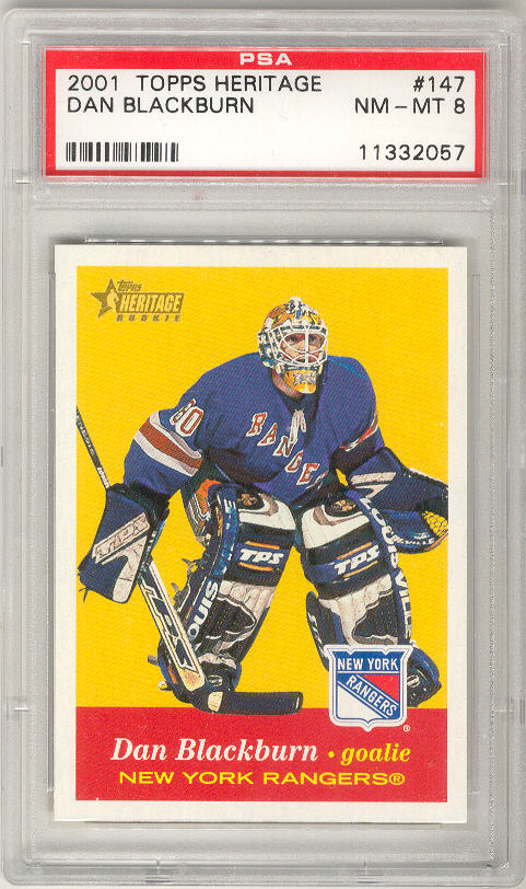 2001-02 Topps Heritage #147 DAN BLACKBURN PSA-8 NM/MT RC ROOKIE New York Rangers PSA