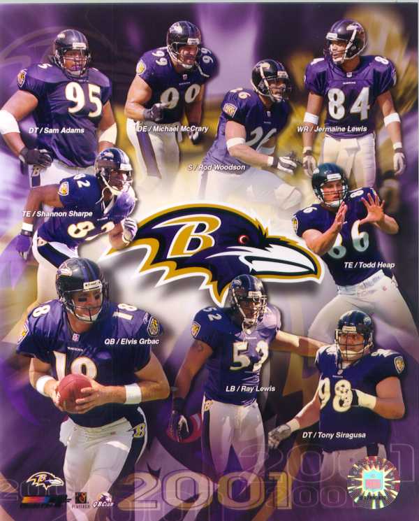 Baltimore Ravens 2001 Team color 8 x 10 photo