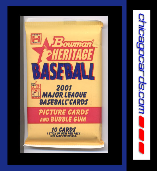2001 Bowman Heritage Baseball HOBBY Pack,10 Cards/Pack, Look for Rookie Cards (RC) of Albert Pujols Ichiro Suzuki Travis Hafner and more