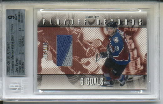 2001-02 BAP Ultimate Memorabilia Playoff Records #19 Joe Sakic/50