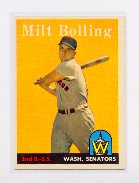 1958 Topps #188 Milt Bolling UER (Photo actually Lou Berberet)