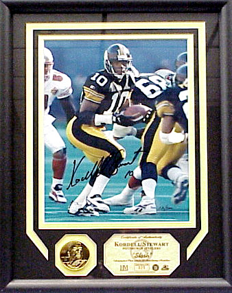 Kordell Stewart Hand-Autographed & Framed Photo with Coin