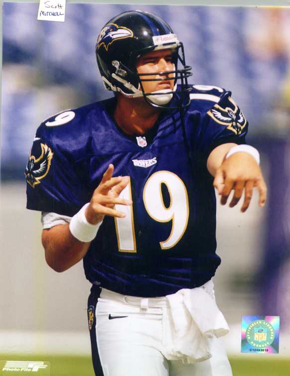 Ravens Quarterback Scott Mitchell color 8 x 10 photo