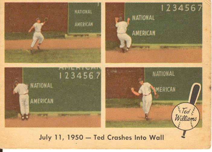 1959 Fleer Ted Williams #40 Ted Crashes into Wall