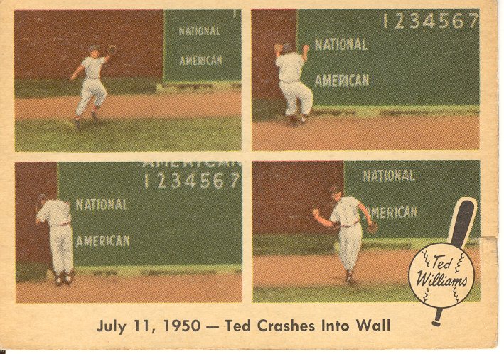 1959 Fleer Ted Williams #40 Ted Crashes into Wall