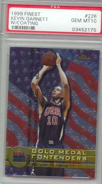 1999/00 Topps Finest Basketball #226 Kevin Garnett PSA GEM MINT 10 Team USA 