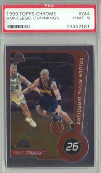 1999/00 Topps Chrome Basketball #244 Vonteego Cummings ROOKIE PSA MINT 9 NICE!!
