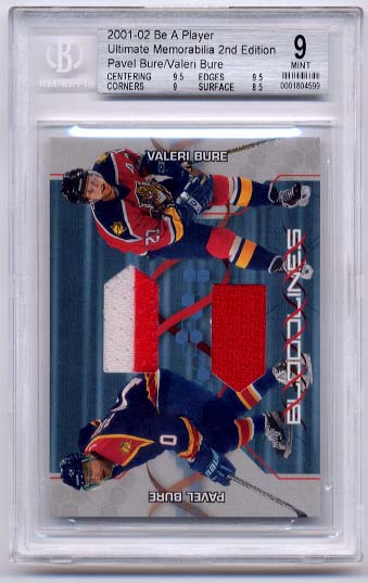 P.Bure/V.Bure 2001-02 Be A Player Ultimate Memorabilia Bloodlines BGS Grade 9